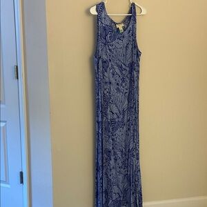 Chic Blue Patterned Maxi Dress